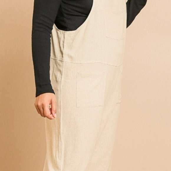 Linen Blend Overalls Black - Plus Sizes - Picture 7 of 7